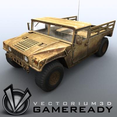 3D Model of Low poly model of HUMVEE with one 1024x1024 diffusion/opacity TGA texture - 3D Render 1